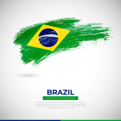 Happy independence day of Brazil country. Creative grunge brush of Brazil flag illustration