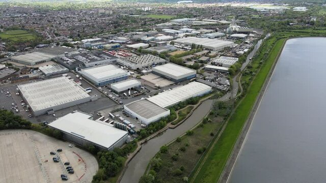 Industrial Estate at Brimsdown Enfield North London aerial view .