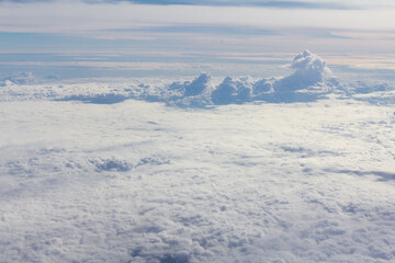 Sky and clouds looking form airplane window