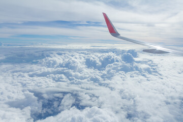Sky and clouds looking form airplane window