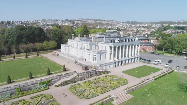 Orbit of Oldway Mansion revealing the grounds in Paignton, Devon, England