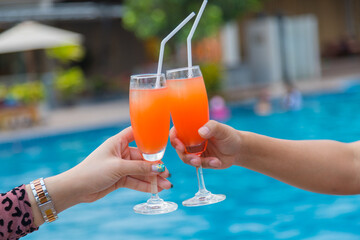 Cocktail party at the pool for celebration meeting