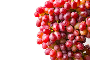fresh red grape with water drop isolated