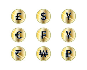 Currency icon set design illustration