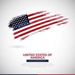 Happy independence day of United States of America country. Creative grunge brush of USA flag illustration