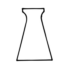 chemical flask icon. hand drawn doodle style. vector, minimalism, monochrome. laboratory glassware.