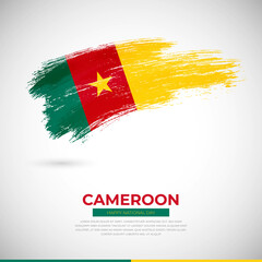 Happy national day of Cameroon country. Creative grunge brush of Cameroon flag illustration