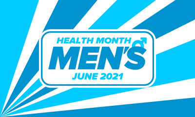 National Men's Health Month in June. Health education program. Celebrated annual in United States. Medical concept. Care and health. Poster, card, banner and background. Vector illustration