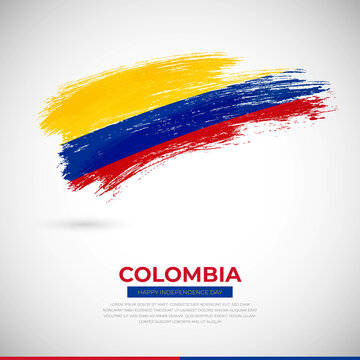 Happy independence day of Colombia country. Creative grunge brush of Colombia flag illustration