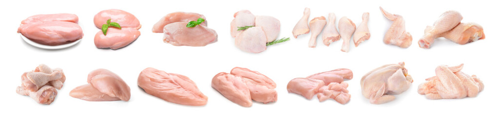 Fototapeta Fresh chicken meat on white background obraz