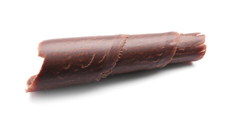 Delicious chocolate curl on white background