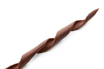Delicious chocolate curl on white background