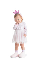 Cute little princess on white background