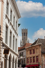 Fototapeta premium Medieval facades of houses in the center of Bruges. Belgium.