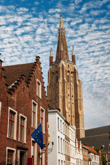Fototapeta na wymiar Church of Our Lady, a Gothic church in Bruges, Belgium