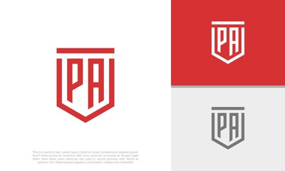Initials PA logo design. Initial Letter Logo. Shield logo.
