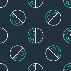 Line Eclipse of the sun icon isolated seamless pattern on black background. Total sonar eclipse. Vector