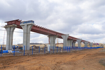 Construction of an automobile bridge across the Volga-Don navigable canal in Volgograd. Russia