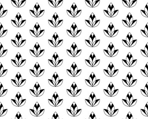 Fototapeta na wymiar Flower geometric pattern. Seamless vector background. White and black ornament