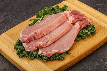 Raw pork steak for cooking