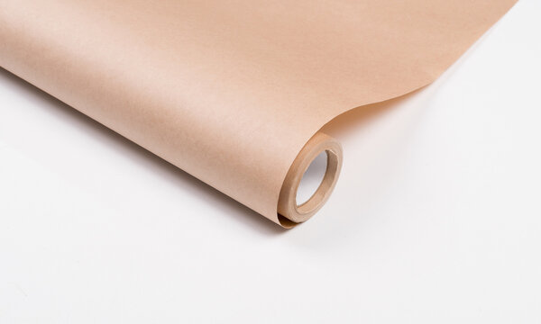 Brown Paper Roll On A White Background