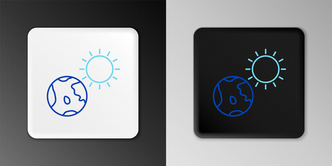 Line Earth globe and sun icon isolated on grey background. World or Earth sign. Global internet symbol. Geometric shapes. Colorful outline concept. Vector