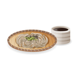 soba buckwheat noodle japanese food illustration object vector