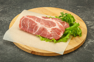 Raw pork meat neck steack