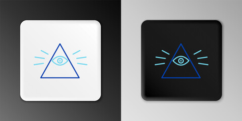 Line Masons symbol All-seeing eye of God icon isolated on grey background. The eye of Providence in the triangle. Colorful outline concept. Vector