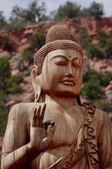 A view of the 36 foot Amitabha Stupa and the smaller Tara Stupa for prayer, meditation, healing,...