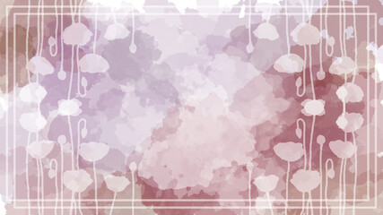 ケシの花のシルエットがあるクラシックな水彩画の背景素材