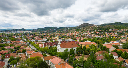 Budaors downtown aerial view in Hungary.