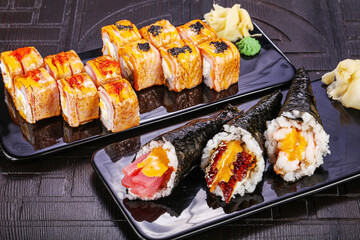 Japanese cuisine - sushi and roll set