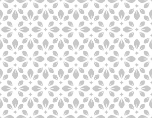 Flower geometric pattern. Seamless vector background. White and gray ornament,