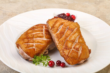 Roasted duck breast with sauce