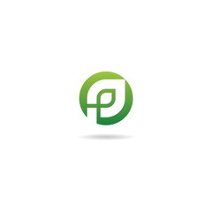 initial p on circle logo design icon inspiration