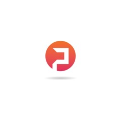 initial p on circle logo design icon inspiration