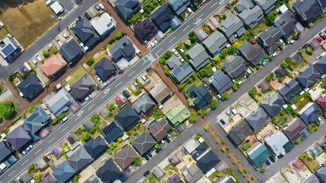 住宅地　ドローン空撮　真俯瞰