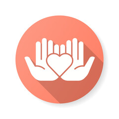 Volunteer icon with long shadow for graphic and web design.