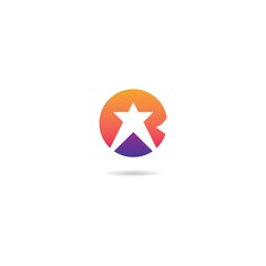 initial r with star logo design icon inspiration