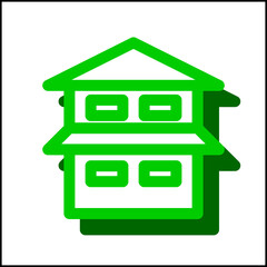 Two story house icon in flat design 06