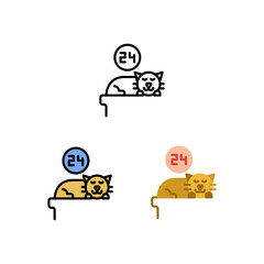 Cat sleep all day almost 24 hours Icon, Logo, and illustration