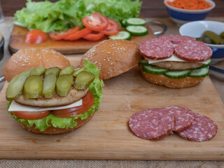 ingredients for burger cooking borka fast food