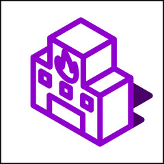 Fire station icon in isometric flat design 08