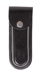 Black leather case for a pocketknife isolated