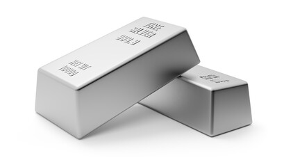 two silver bars isolated on white background
