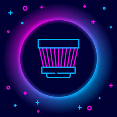 Glowing neon line Car air filter icon isolated on black background. Automobile repair service symbol. Colorful outline concept. Vector