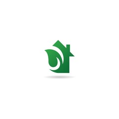 green with home logo design icon inspiration