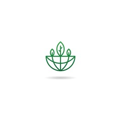 green with globe logo design icon inspiration