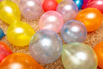 Inflated colorful balloons as a background.